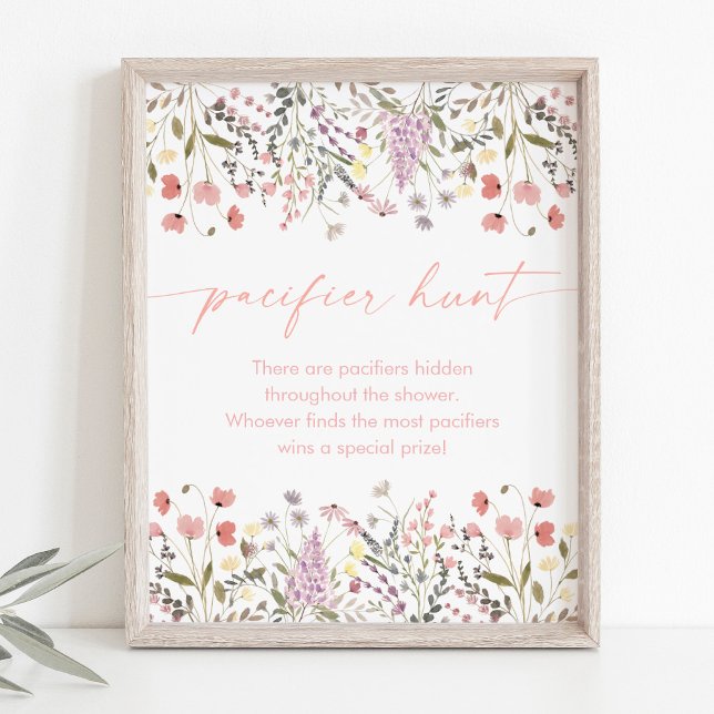 Poster Bebê Em Caça De Chá de fraldas De Flor Selvagem (Criador carregado)