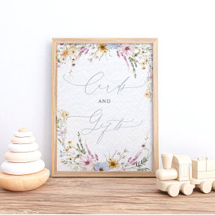 Poster Bebê em Cartões de Chá de Flor Selvagem e Presente
