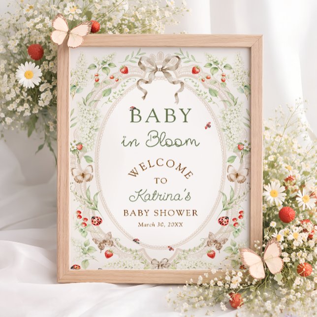 Poster Bebê em Flor Rustic Floral Chamada de Recepção de  (Criador carregado)