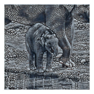 Póster bebê engraçado do elefante da bolha