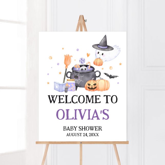 Poster Bebê está a dar as boas vindas ao Dia das Bruxas R (Baby is Brewing Baby Shower Welcome Sign)