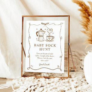 Poster Bebê está criando café Baby Sock Sign