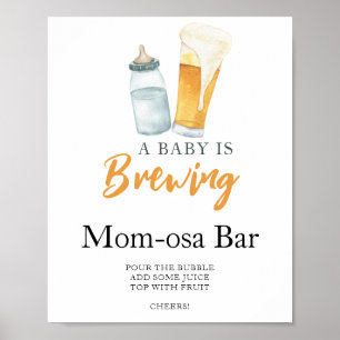 Poster Bebê está fazendo chá de fraldas de cerveja Momosa
