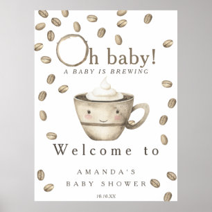 Poster Bebê está fazendo festa de chá de fraldas de café