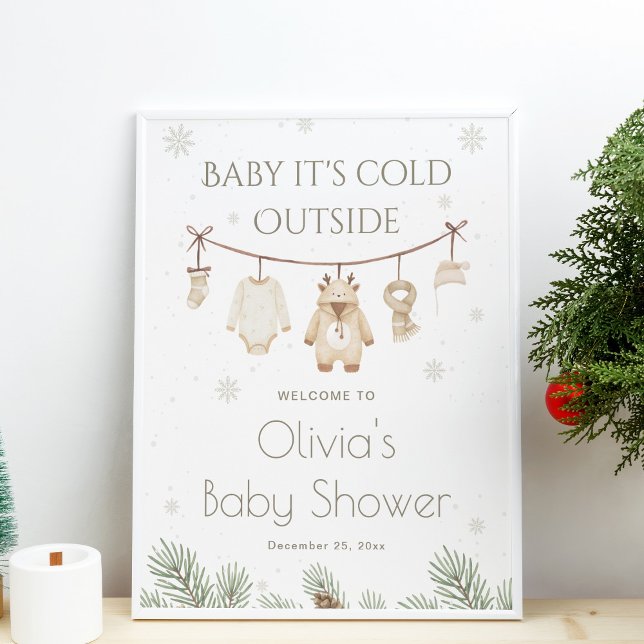 Poster Bebê Está Frio Lá Fora Chuveiro de Bebê Boas-Vinda (Criador carregado)