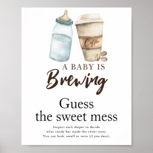 Poster Bebê está preparando café Adivinhe a bagunça doce
