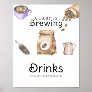 Poster Bebê está preparando café baby shower Bebidas 