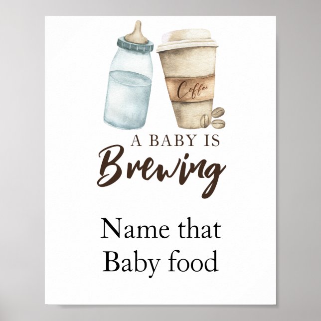 Poster Bebê está preparando café Nome da comida de bebê (Frente)