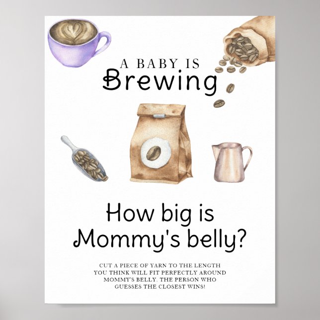 Poster Bebê está preparando café Quão grande é a barriga  (Frente)