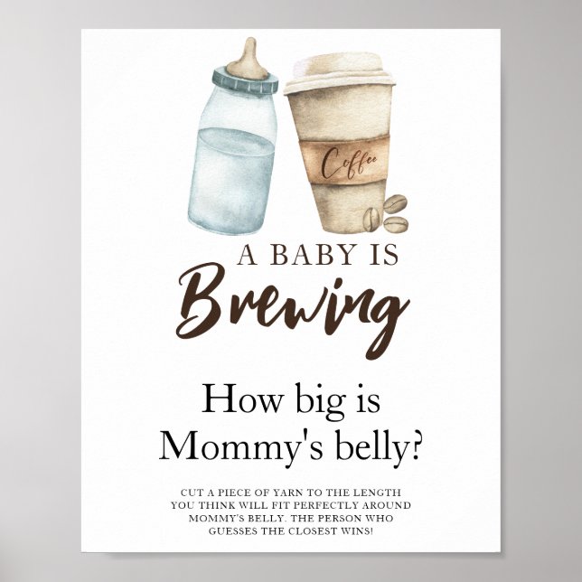 Poster Bebê está preparando café. Quão grande é a barriga (Frente)
