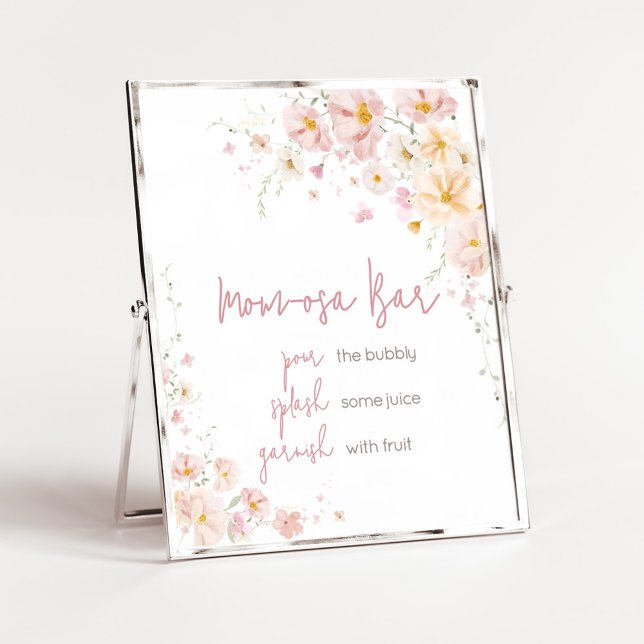 Poster Bebê Flor Silvestre em Flor Baby Shower Mãe Osa Ba (Baby in Bloom Baby Shower Mom Osa Bar Sign)