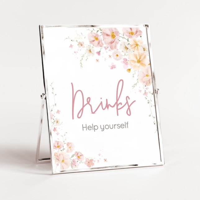 Poster Bebê Flor Silvestre em Flor Bebê Shower Drinks (Baby in Bloom Baby Shower Drinks Sign)