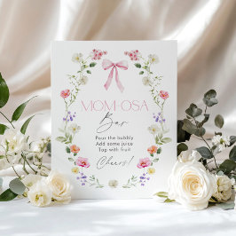 Poster Bebê Flor Silvestre em floração laço rosa Momosa B