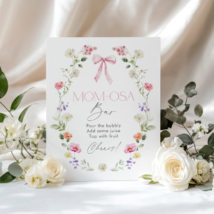 Poster Bebê Flor Silvestre em floração laço rosa Momosa B