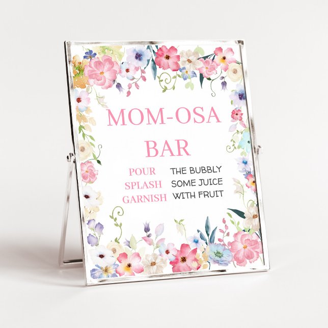 Poster Bebê Floral em Flor Bebê Chás Mãe Sinal de Bar Osa (Baby in Bloom Baby Shower Mom Osa Bar Sign)