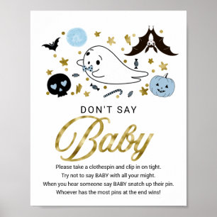 Poster Bebê fofo de Halloween não diga sinal de bebê