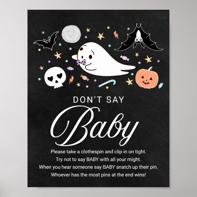 Poster Bebê fofo de Halloween não diz sinal de bebê (Frente)
