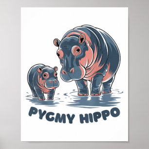 Poster Bebê Fofo Hipopótamo Pigmó Moo Deng Zoológico Dive