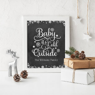 Poster Bebê Frio Fora do Quadro Preto