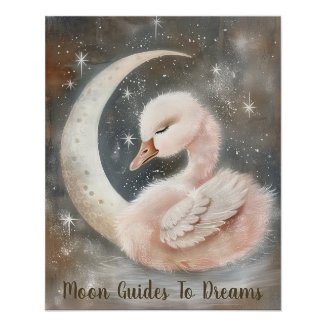 Póster Bebê ganso dormindo na Lua (Frente)