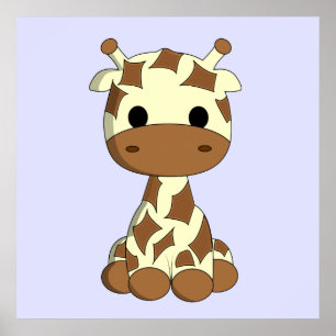 Poster Bebê girafa fofo desenho berçário