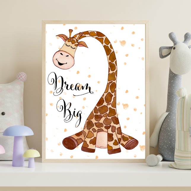 Poster Bebê Girafa Sonha Grande Arte de Parede de Enferme (Giraffe Dream Big Nursery Wall Art, Nursery Decor poster, Baby Shower Gift, New baby gift)