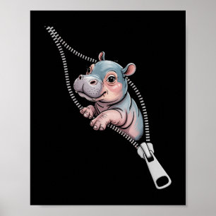 Poster Bebê Hippo Emergente De Uma Figurinha Engraçada De