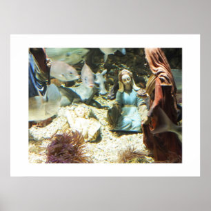 Poster Bebê Jesus em uma natividade subaquática