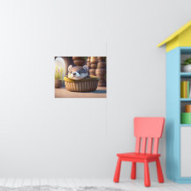 Bebê lontra fofa em uma cesta