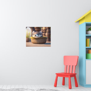 Poster Bebê lontra fofa em uma cesta