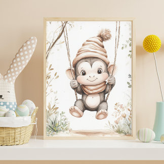Póster Bebê Macaco Fofo