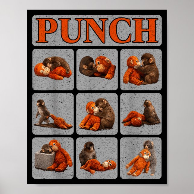 Poster Bebê macaco fofo chamado camisa de punch macaco pu (Frente)