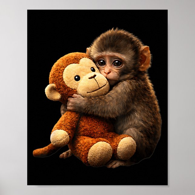 Poster Bebê Macaco Punch Pelúcia Macaco Fofo Punch Pelúci (Frente)