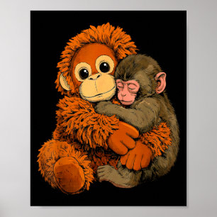 Poster Bebê macaco soca mamãe macaco brinquedo abraço cal