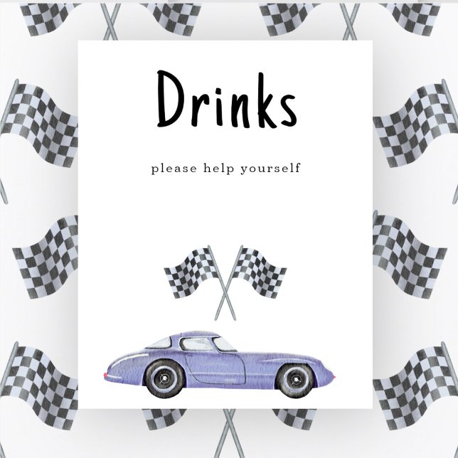 Poster Bebê menino de corrida Drinks para chá de bebê (Criador carregado)