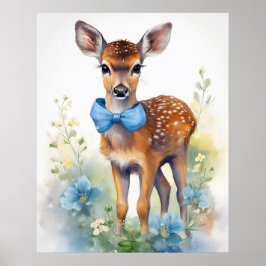 Poster Bebê Menino Veado Vintage 1