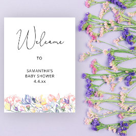 Poster Bebê na flor Bem-vindo ao chá de fraldas