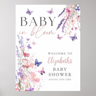 Poster Bebê no Blogue Borboleta Chá de fraldas Sinal de B