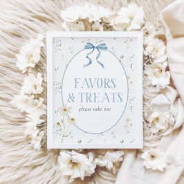 Poster Bebê no Bloom Blue Primavera Floral Favor e Tratam