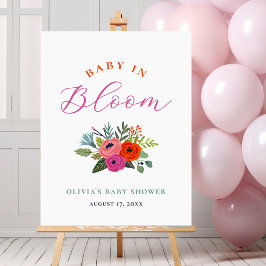 Poster Bebê no Bloom Bright Floral Chá de fraldas Bem-vin