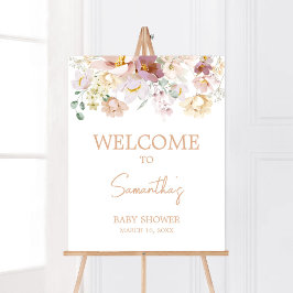 Poster Bebê no Bloom Florals Chá de fraldas Bem-vindo