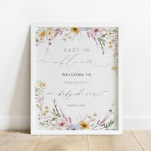 Poster Bebê no Bloomer Wildflower Chá de fraldas Bem-vind