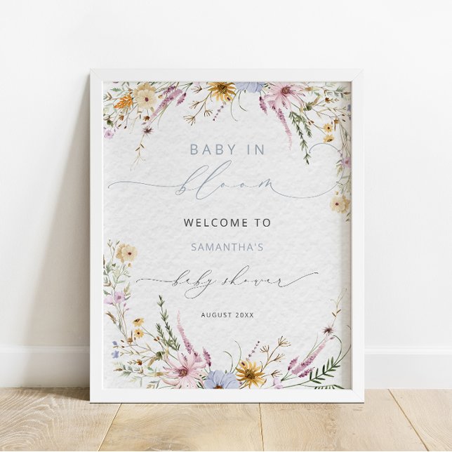 Poster Bebê no Bloomer Wildflower Chá de fraldas Bem-vind (Criador carregado)