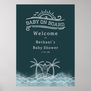 Poster Bebê no Conselho Slate Chá de fraldas Neutro Bem-v