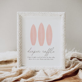 Poster Bebê no Conselho Surfboard Fralda Raffle