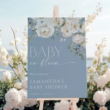 Bebê no Sangue chá de fraldas floral azul empoeira