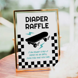 Poster Bebê no skate Conselho Fralda Raffle