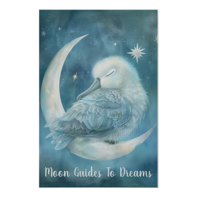 Póster Bebê-pássaro-albatroz dormindo na Lua (Frente)