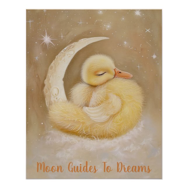 Póster Bebê pássaro dormindo na Lua (Frente)