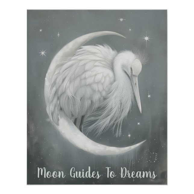 Póster Bebê-pássaro-guará dormindo na Lua (Frente)